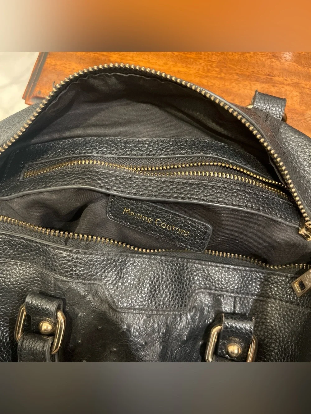 Classic Black Leather Satchel Handbag